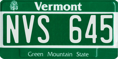 VT license plate NVS645
