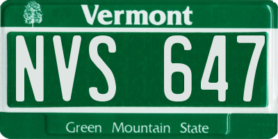 VT license plate NVS647