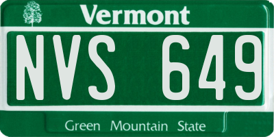 VT license plate NVS649