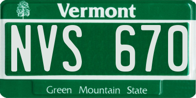 VT license plate NVS670