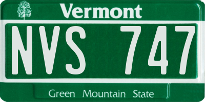 VT license plate NVS747