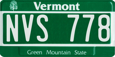 VT license plate NVS778