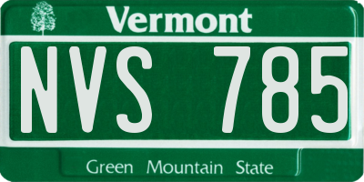 VT license plate NVS785