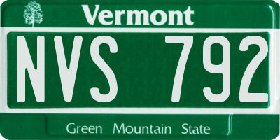 VT license plate NVS792