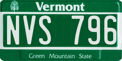 VT license plate NVS796