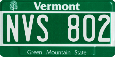 VT license plate NVS802