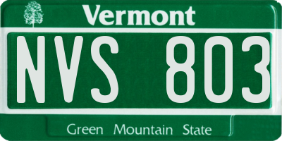 VT license plate NVS803