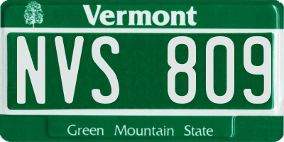 VT license plate NVS809