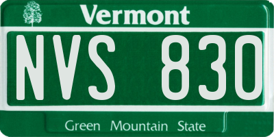 VT license plate NVS830