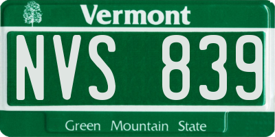 VT license plate NVS839