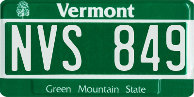 VT license plate NVS849