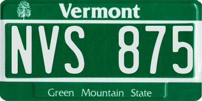 VT license plate NVS875