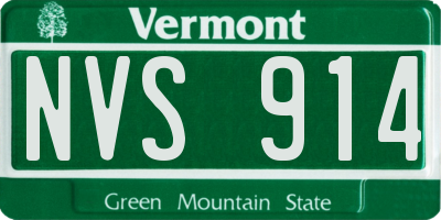 VT license plate NVS914