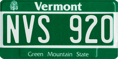 VT license plate NVS920