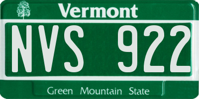 VT license plate NVS922