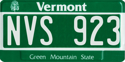 VT license plate NVS923