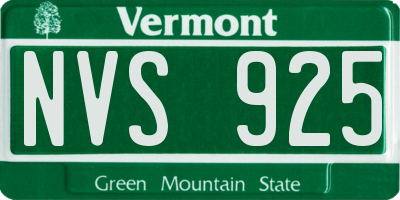 VT license plate NVS925