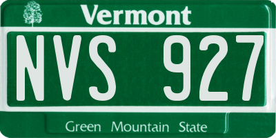 VT license plate NVS927
