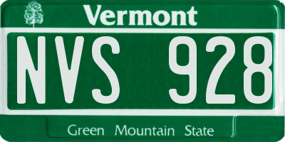 VT license plate NVS928