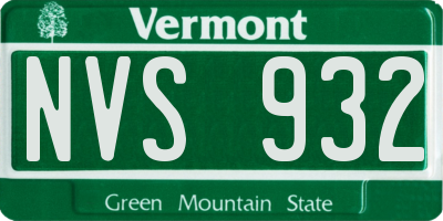 VT license plate NVS932
