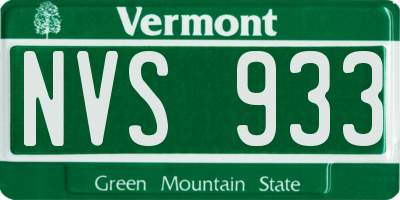 VT license plate NVS933