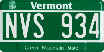 VT license plate NVS934