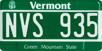 VT license plate NVS935