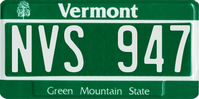 VT license plate NVS947