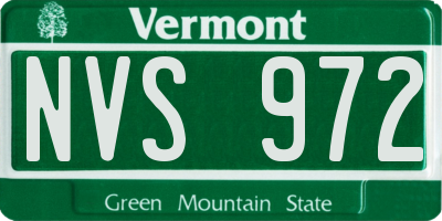 VT license plate NVS972