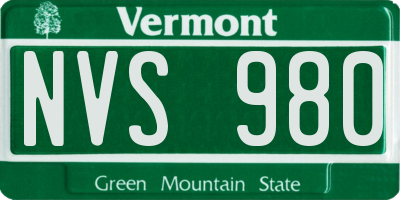 VT license plate NVS980