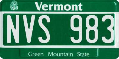 VT license plate NVS983