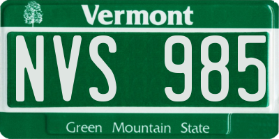 VT license plate NVS985