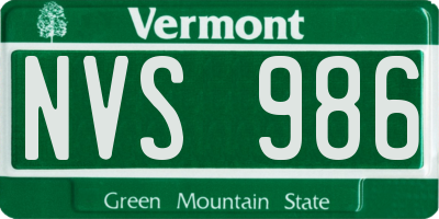 VT license plate NVS986