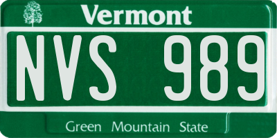 VT license plate NVS989