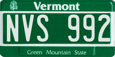 VT license plate NVS992