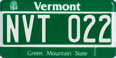 VT license plate NVT022