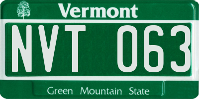 VT license plate NVT063