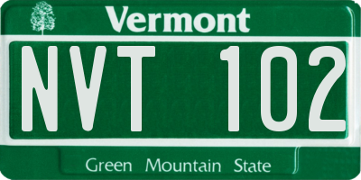 VT license plate NVT102