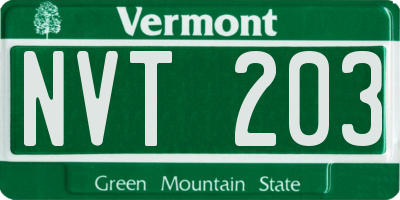VT license plate NVT203