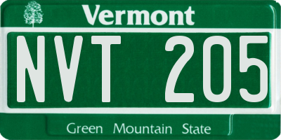 VT license plate NVT205