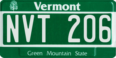 VT license plate NVT206