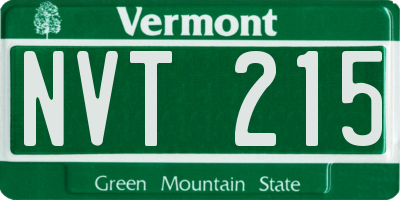 VT license plate NVT215