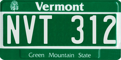 VT license plate NVT312