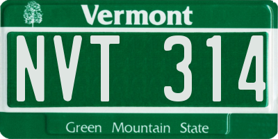 VT license plate NVT314