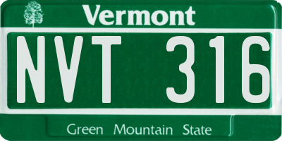 VT license plate NVT316