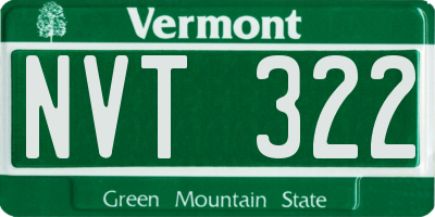 VT license plate NVT322