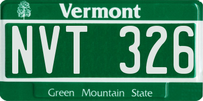 VT license plate NVT326