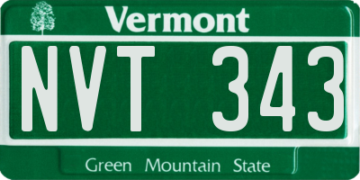 VT license plate NVT343