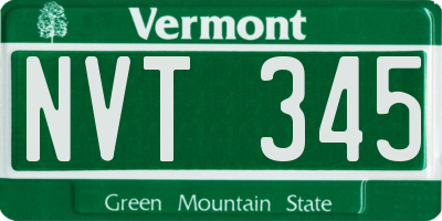 VT license plate NVT345