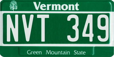 VT license plate NVT349